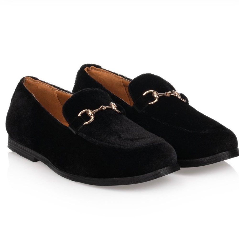 Boys’ Black Velvet Loafer